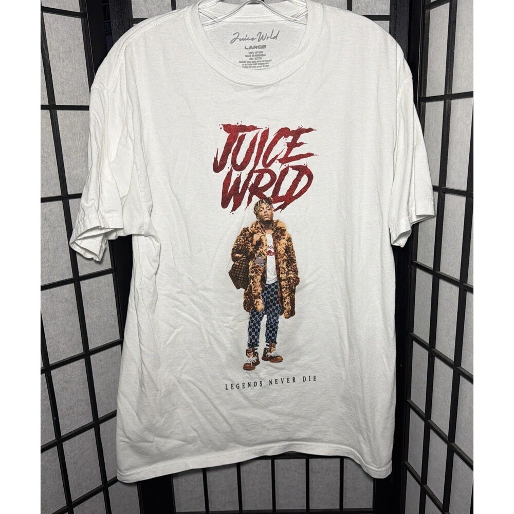 Juice Wrld Legends Never Die White Shirt Rap Hip Hop Tee Shirt Size Large